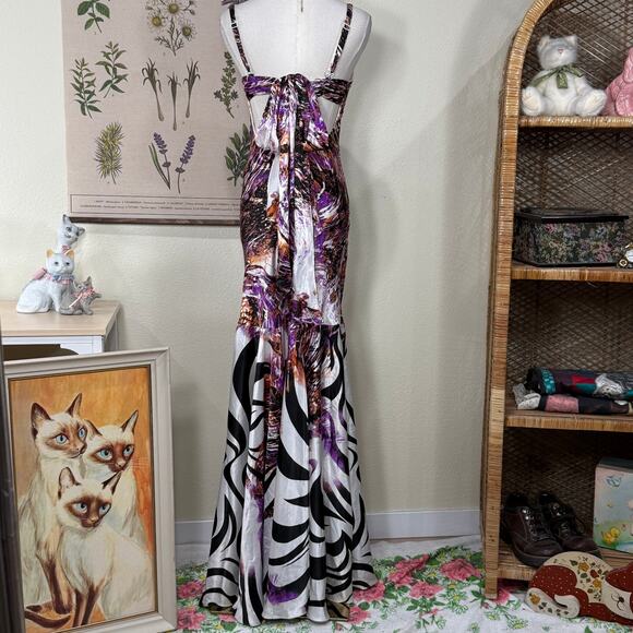 90s Y2k Cache Beaded Satin Tie Back Mermaid Formal Dress Sexy Party McBling 2 - Picture 2 of 15